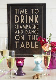 'time to drink champagne' print by the contemporary home