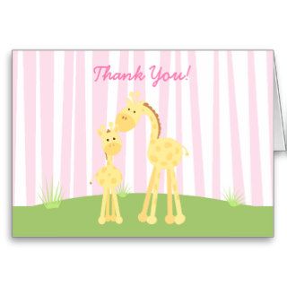 Giraffe Mom and Baby Thank You Card