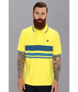 Boast Printed Stripe Court Polo Mens Short Sleeve Pullover (Yellow)