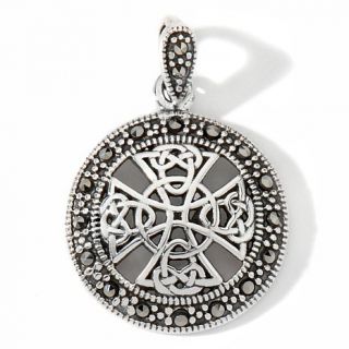 Ashling Aine Marcasite Sterling Silver "Celtic Cross" Round Pendant