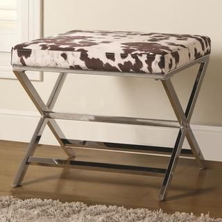 Cow Print And Chrome X bench Ottoman