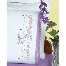 Stamped Pillowcases With Hemstitched Edge 2/pkg sunbonnet Garden Girl