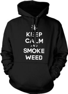 Keep Calm and Smoke Weed Hooded Sweatshirt, Funny Pot Smoking Keep Calm Marijuana Leaf Design Hoodie Clothing