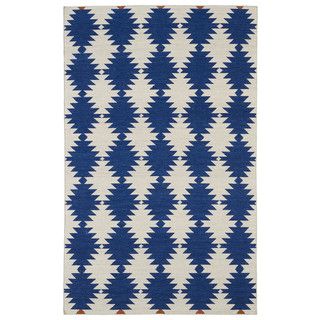 Flatweave Tribeca Blue Wordly Wool Rug (36 X 56)