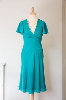 turquoise silk tea dress by anusha