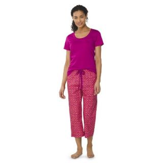 Gilligan & OMalley Womens Tee Shirt/Crop Pajama Set   Springtime Pink XL