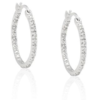 Sterling Silver Black Diamond Hoop Earrings with Bonus Earrings Finesque Diamond Earrings