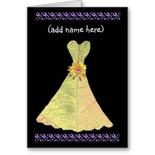 Custom Name   BRIDESMAID Card Golden Yellow Gown