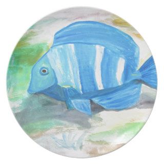 Tropical blue fish dinner plate