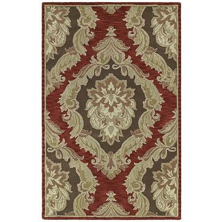 Hand tufted Lawrence Red Damask Wool Rug (76 X 9)