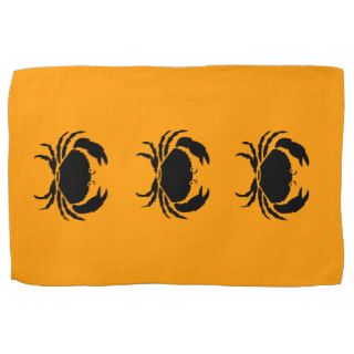 Ocean Glow_Black on Orange Crab Towels