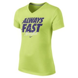 Nike Legend Always Fast Never Last Girls Training Shirt   Volt