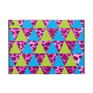 Girly Pink Animal Print Bright Triangles Modern iPad Mini Covers