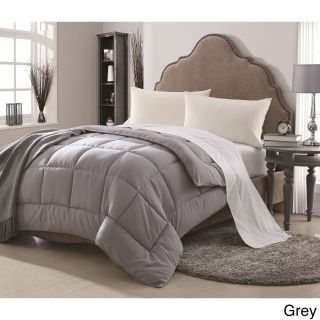 Private Overfilled Solid Color Microfiber Down Alternative Comforter Grey Size Twin