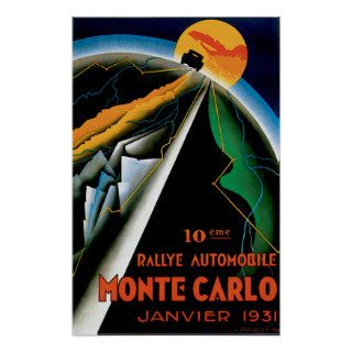 Monte Carlo Monaco Vintage Auto Race Ad Posters