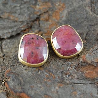 blush organic precious ruby stud earrings by embers semi precious and gemstone designs