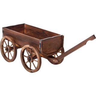Wooden Planter Wagon, Model# XL103  Lawn Ornaments   Fountains