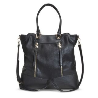 Moda Luxe Solid Tote Handbag with Removable Crossbody Strap   Black