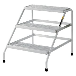 Bustin 3-Step Aluminum Service Platform — Assembly Required, 25 in. W x 33 in. D x 30 in. H, Model# DE0104  Work Station Steps   Crossovers