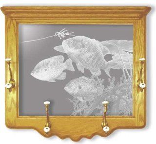 Shop Oak Wall Coat Rack With Bluegill Etched Mirror   Bluegill Decor   Unique Bluegill Gift Ideas   Fully Assembled   26'' w x 22'' h at the  Furniture Store. Find the latest styles with the lowest prices from MasterVisions Etched Glass Hom