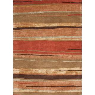 Hand tufted Transitional Abstract Pattern Red/ Orange Rug (5 X 8)