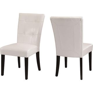 Button tufted White Parsons Chair (set Of 2)