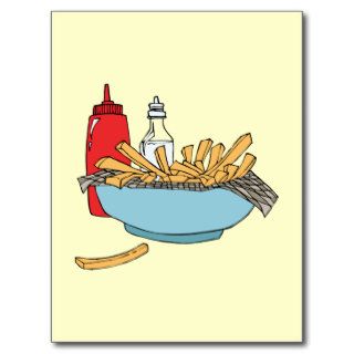 French Fries Chips Junk Snack Food Cartoon Art Postcards