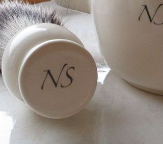 personalised badger friendly shaving brush by sculpta ceramics