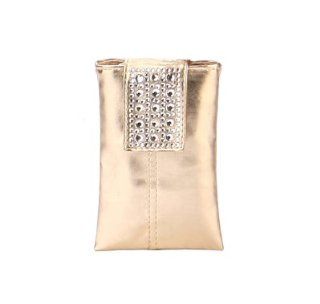 Fashion Gold Neck Cell Phone Holder with Crystal and Long Strap for iPhone and Smart Phone 