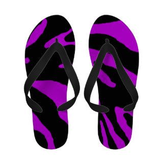 Purple & Black Zebra Print Beach Flip Flops
