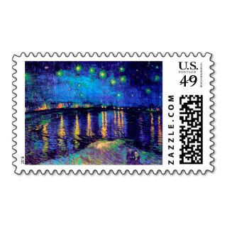Van Gogh Starry Night Over Rhone (F474) Fine Art Postage Stamp