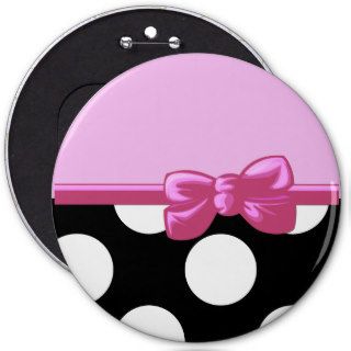Polka Dots Ribbon Bow White Black Pink Buttons
