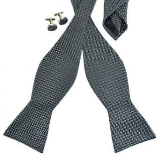Pensee Mens Self Bow Tie Set Black & Grey Polka Dot Jacquard Woven Silk Bow Ties at  Men�s Clothing store
