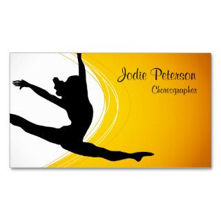Dancer Jette Leap Silhouette Yellow Business Card
