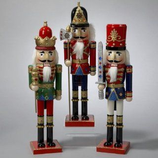 15" WOODEN NUTCRACKER KING & SOLDIERS   Decorative Christmas Nutcrackers