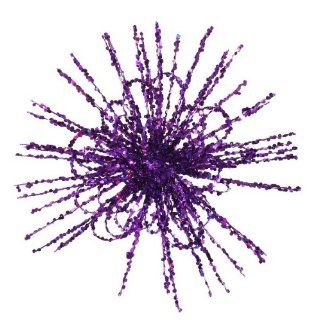 Pack of 6 Purple Glitter Flower Blossom Sequined Christmas Ornaments 8"   Decorative Hanging Ornaments