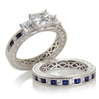 Xavier Absolute™ Princess Cut Sterling Silver 2pc Ring Set