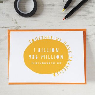 personalised sun miles anniversary card by newton and the apple