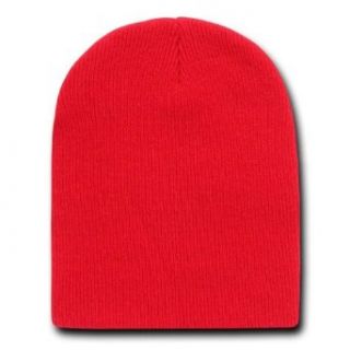 Decky 8 Inch Short Knit Beanie Cap (One Size, Red) at  Mens Clothing store