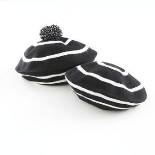 100% cashmere striped knitted beret by cocoonu