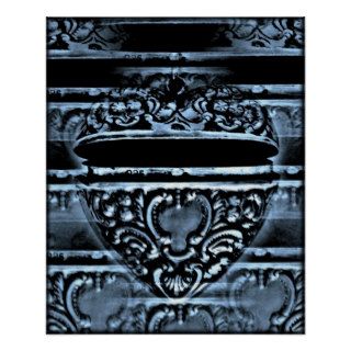 Valentine's Day antique blue heart illusion Print
