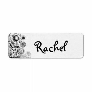 Abstract black and white doodles custom return address labels
