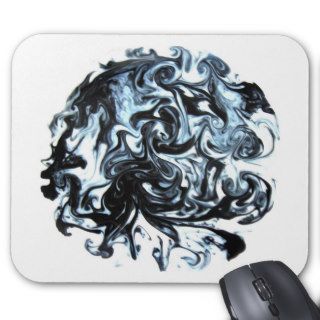 Blue and Black Ink Swirl Mouse Pad