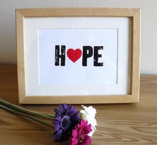 'hope' letterpress print by durnall designs