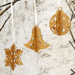 mix and match pack of three tree decorations by urban twist