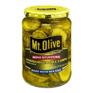 Mt. Olive Mini Stuffers Hamburger Dill Chips, 24 FZ (Pack of 12)  Dill Pickles  Grocery & Gourmet Food
