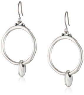 Lucky Brand Small Silver Metal Bead Hoop Earrings Jewelry