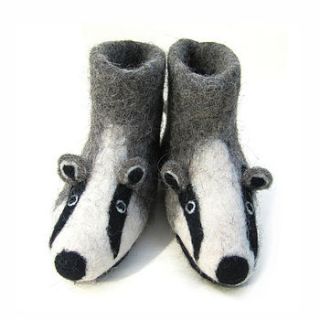 children's billie badger felt slippers by sew heart felt