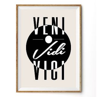 'veni vidi vici' typography art print by rock the custard