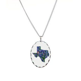 Necklace Oval Charm Bluebonnets Texas Shaped Artsmith Inc Jewelry